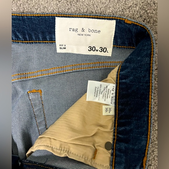 Rag & Bone Men’s Fit 2 Slim Authentic Stretch 30x30 Medium Blue Tripp - Picture 7 of 13